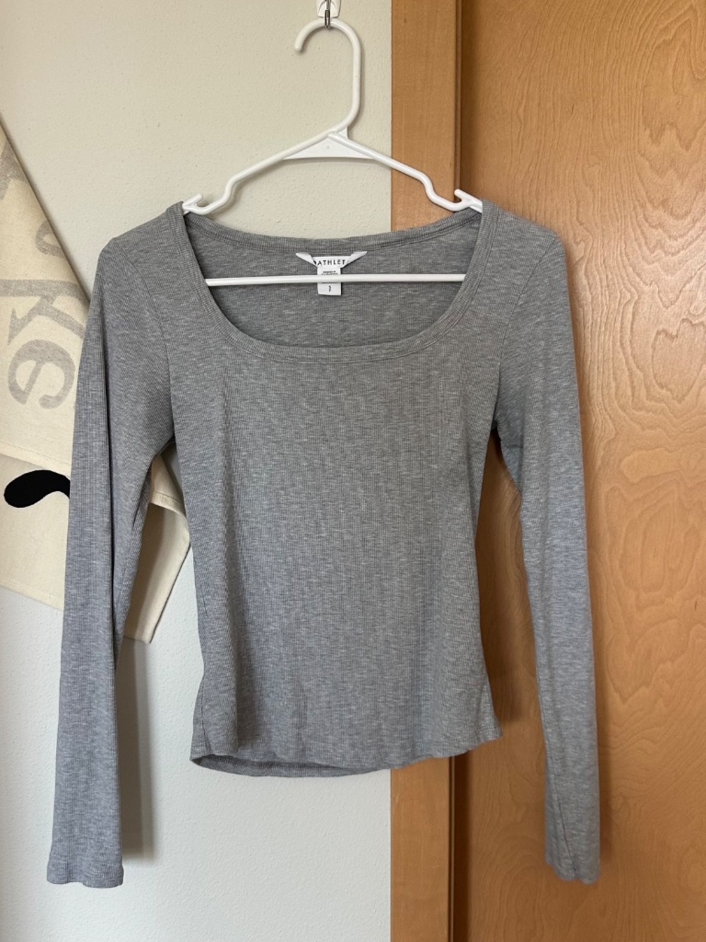 Athleta Gray Ribbed Long Sleeve